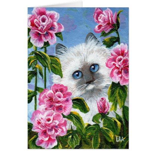 Siamese Burmese Ragdoll Cat Roses Creationarts (Front)