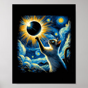 Siamese Cat 2024 Van Gogh Starry Night Siamese Cat Poster