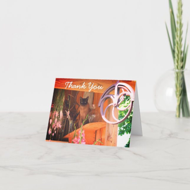 Siamese Cat 2 Customizable Thank You Card (Front)