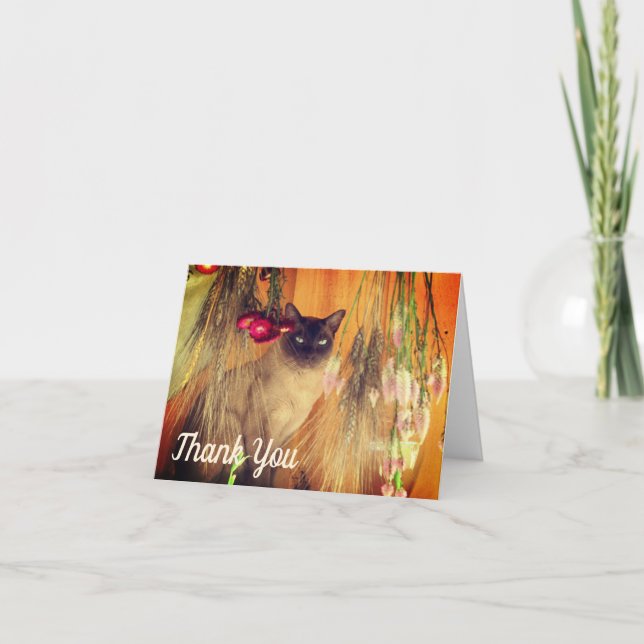 Siamese Cat 3 Customizable Thank You Card (Front)