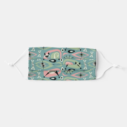 Siamese Cat Abstract Blue Face Mask ©studioxtine (Front, Folded)