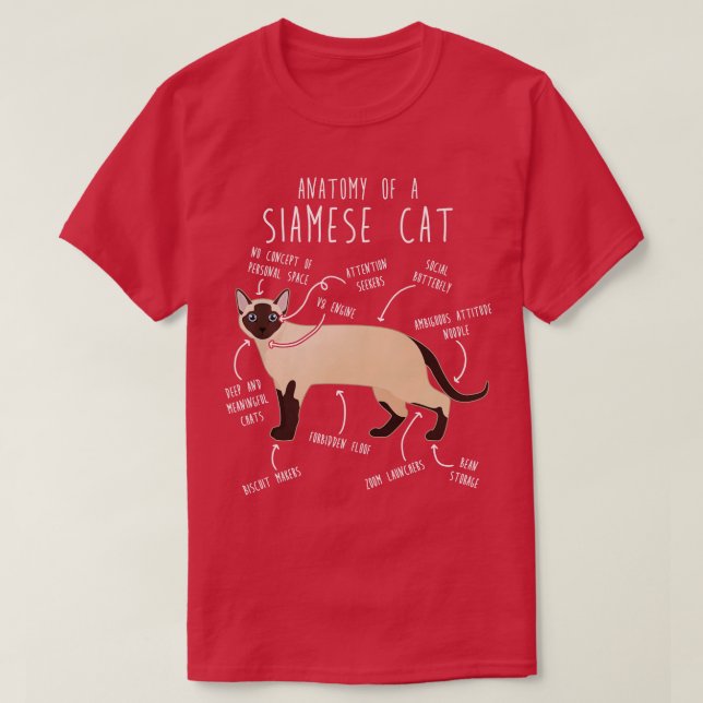 Siamese Cat Anatomy 1 T-Shirt (Design Front)