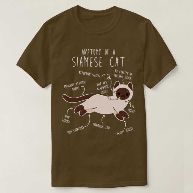 Siamese Cat Anatomy T-Shirt (Design Front)