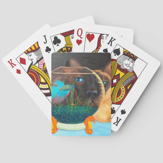 Siamese Cat and Betta Fish Poker Cards (Back)