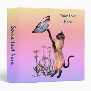 Siamese Cat And Butterfly Personalized  3 Ring Binder