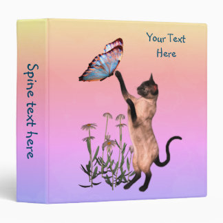 Siamese Cat And Butterfly Personalized  3 Ring Binder