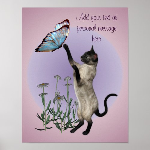 Siamese Cat And Butterfly Personalized Poster