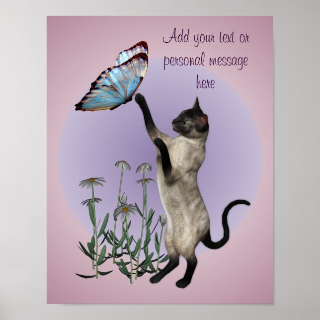 Siamese Cat And Butterfly Personalized Poster (Front)