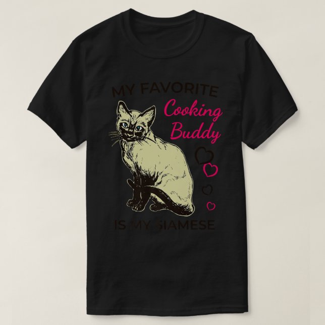 Siamese Cat and Cooking T-Shirt (Design Front)