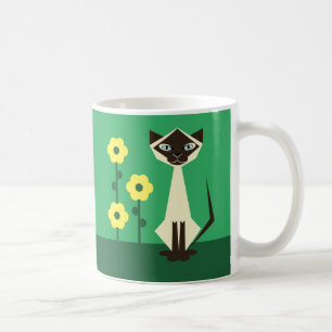 Siamese Cat And Flowers Coffee Mug