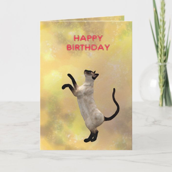 Siamese cat and Happy Birthday Card | Zazzle.com