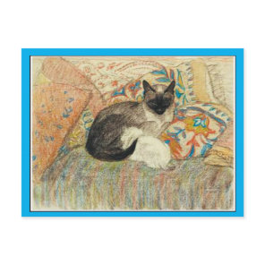 Siamese Cat and Kitten, Art by Steinlen,Fine Art Postcard