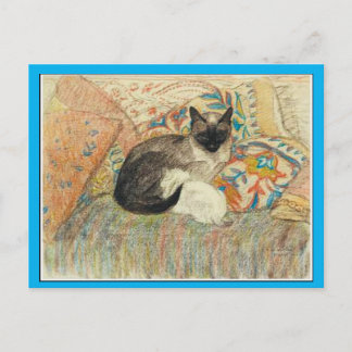 Siamese Cat and Kitten, Art by Steinlen,Fine Art Postcard