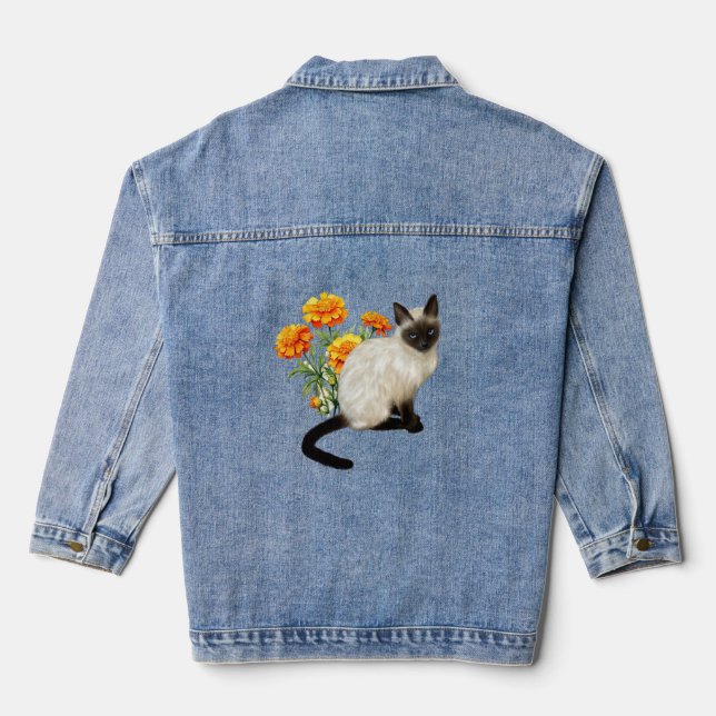 Siamese Cat and Marigold Women's Jacket (Back)