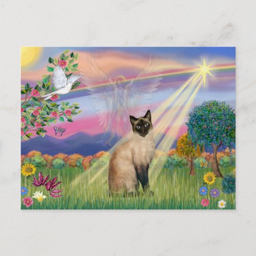 Siamese Cat _ Angel Cloud Postcard