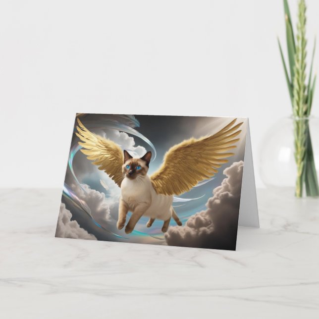 Siamese Cat Angel Sympathy  Card (Front)