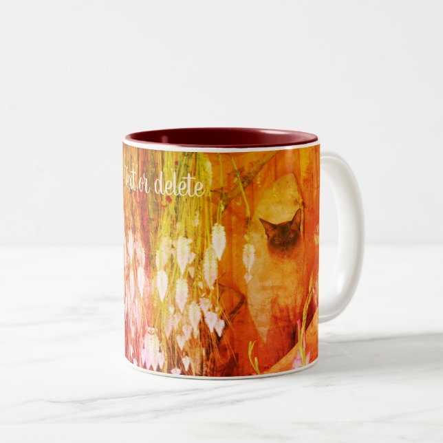 Siamese Cat Animal Art Personalized Two-Tone Coffee Mug (Front Right)