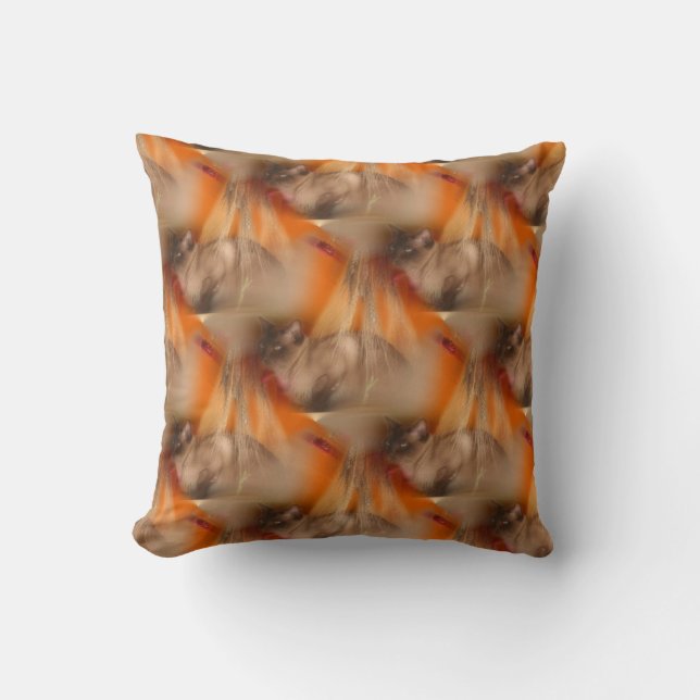 Siamese Cat Animal Pattern Throw Pillow (Front)