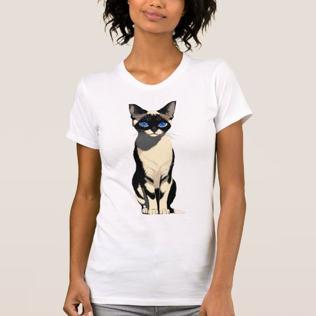 Siamese Cat Art Blue-Eyed Cat Lover T-Shirt (Front)
