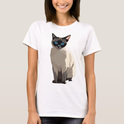 Siamese Cat Art Blue_Eyed Cat Lover T_Shirt 