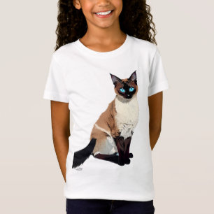 Siamese Cat Art Electric Blue-Eyed Cat Lover Child T-Shirt