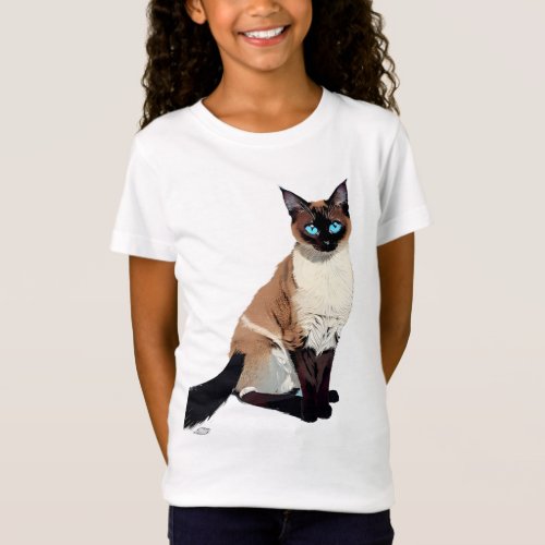 Siamese Cat Art Electric Blue_Eyed Cat Lover Child T_Shirt