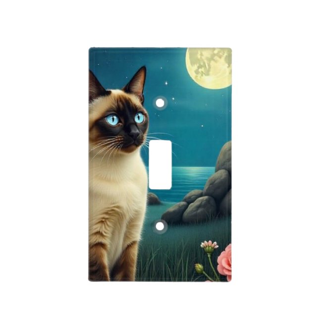 Siamese Cat Art Light Switch Cover (Front)