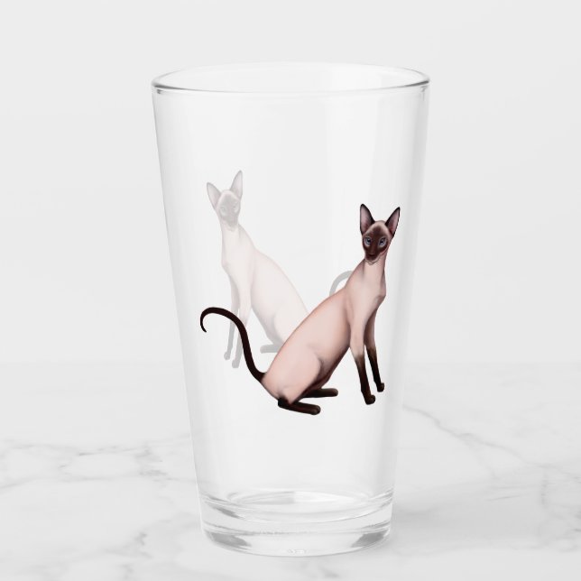 Siamese Cat Art Tumbler Drinking Glass (Front)
