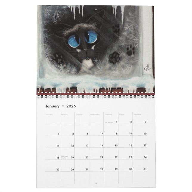 Siamese Cat Artwork by AmyLyn Bihrle Calendar (Jan 2026)