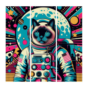 SIAMESE CAT-ASTRONAUT 8 TRIPTYCH