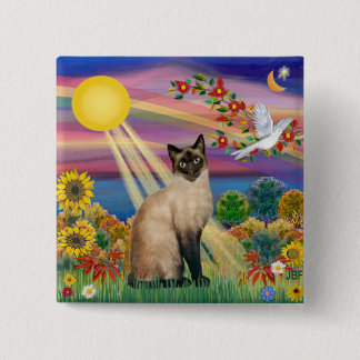Siamese Cat - Autumn Sun Pinback Button