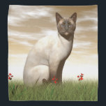 Siamese cat bandana<br><div class="desc">Siamese cat sitting quietly in the grass by sunset</div>