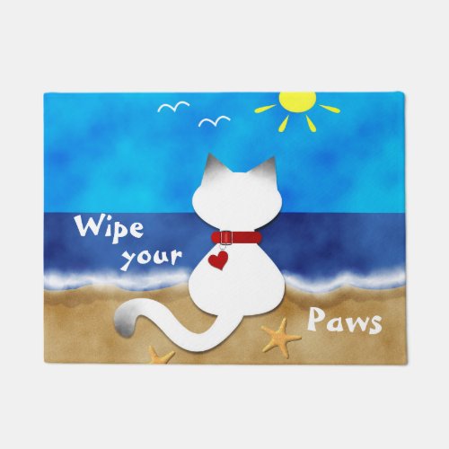 Siamese Cat Beach Theme Wipe Your Paws Door Mat