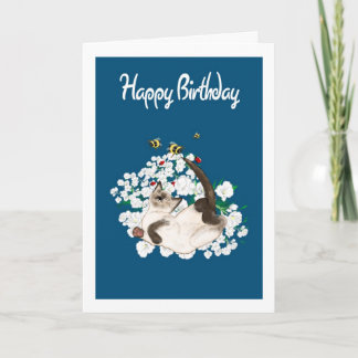 Siamese Cat Birthday Card - Add own greeting