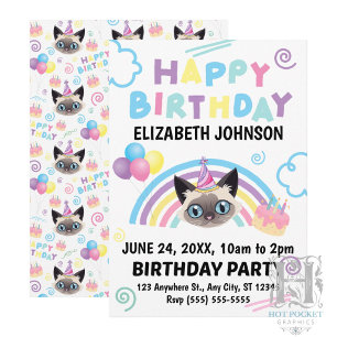 Siamese Cat Birthday Invitation