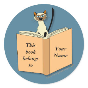 Siamese Cat Bookplate Template sticker