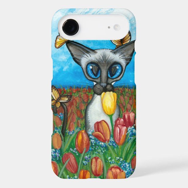 Siamese Cat Butterflies Flowers case by Bihrle (Back)