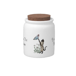 Siamese Cat Butterfly Cute Candy Jars