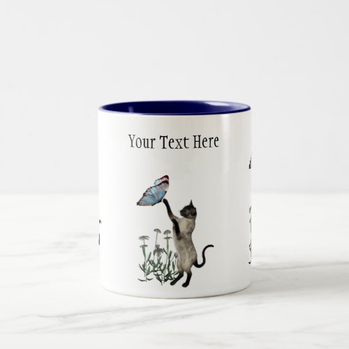 Siamese Cat Butterfly Daisies Mug