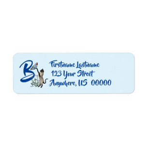 Siamese Cat Butterfly Monogram Initial B Address Label