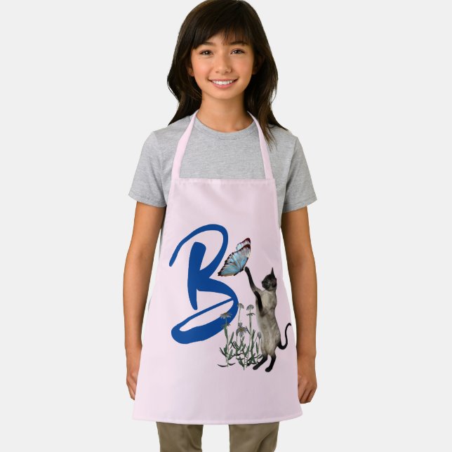 Siamese Cat Butterfly Monogram Initial B   Apron (Insitu)