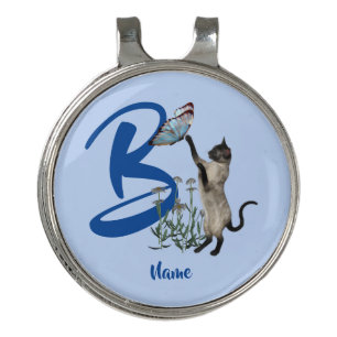 Siamese Cat Butterfly Monogram Initial B Your Name Golf Hat Clip