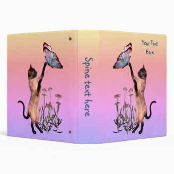 Siamese Cat Butterfly Personalized  3 Ring Binder by SmilinEyesTreasures at Zazzle