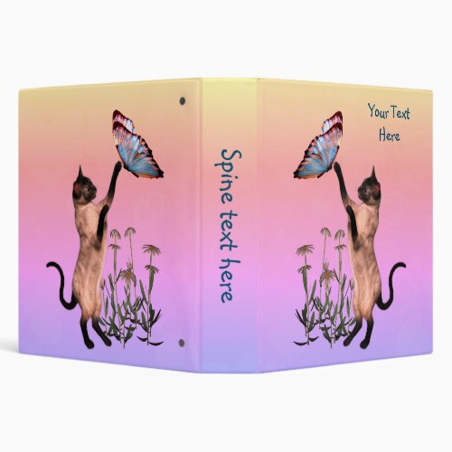 Siamese Cat Butterfly Personalized  3 Ring Binder