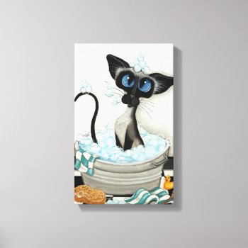 Siamese Cat By Bihrle Bath Canvas Art Print by AmyLynBihrle at Zazzle