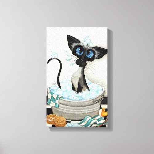 Siamese Cat by BihrLe Bath Canvas Art Print