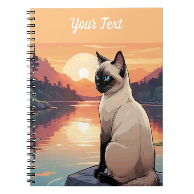 Siamese Cat by Lake Notebook (Front)