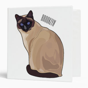Siamese cat cartoon illustration  3 ring binder