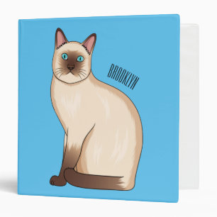 Siamese cat cartoon illustration 3 ring binder
