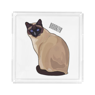 Siamese cat cartoon illustration  acrylic tray